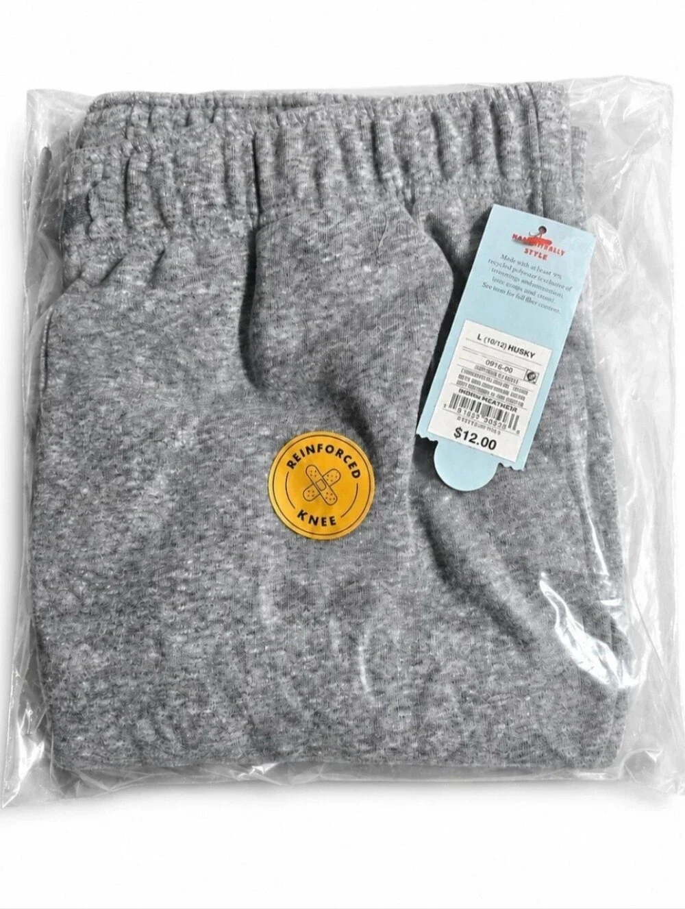 Cat & Jack Boys Husky Jogger Sweatpants Size L 10/12 Gray Reinforced Knee NWT